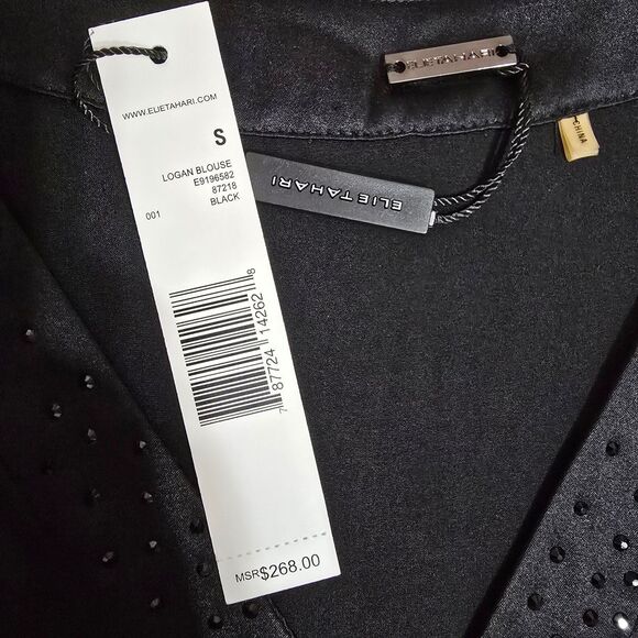 NWT Tahari Logan Silk asymmetrical crystal embellished tunic blouse - Picture 9 of 9